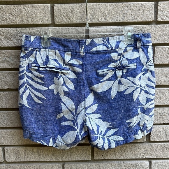 Old Navy Everyday Short Linen Blend Blue/White Palm Print Sz 8 - Picture 6 of 10